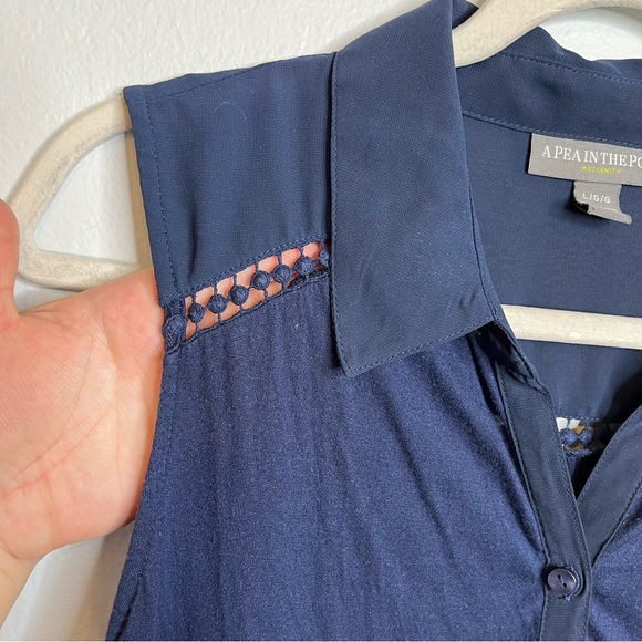 A Pea in the Pod Maternity Blue Tank Top Sleeveless Button VGUC M/L - Picture 5 of 10